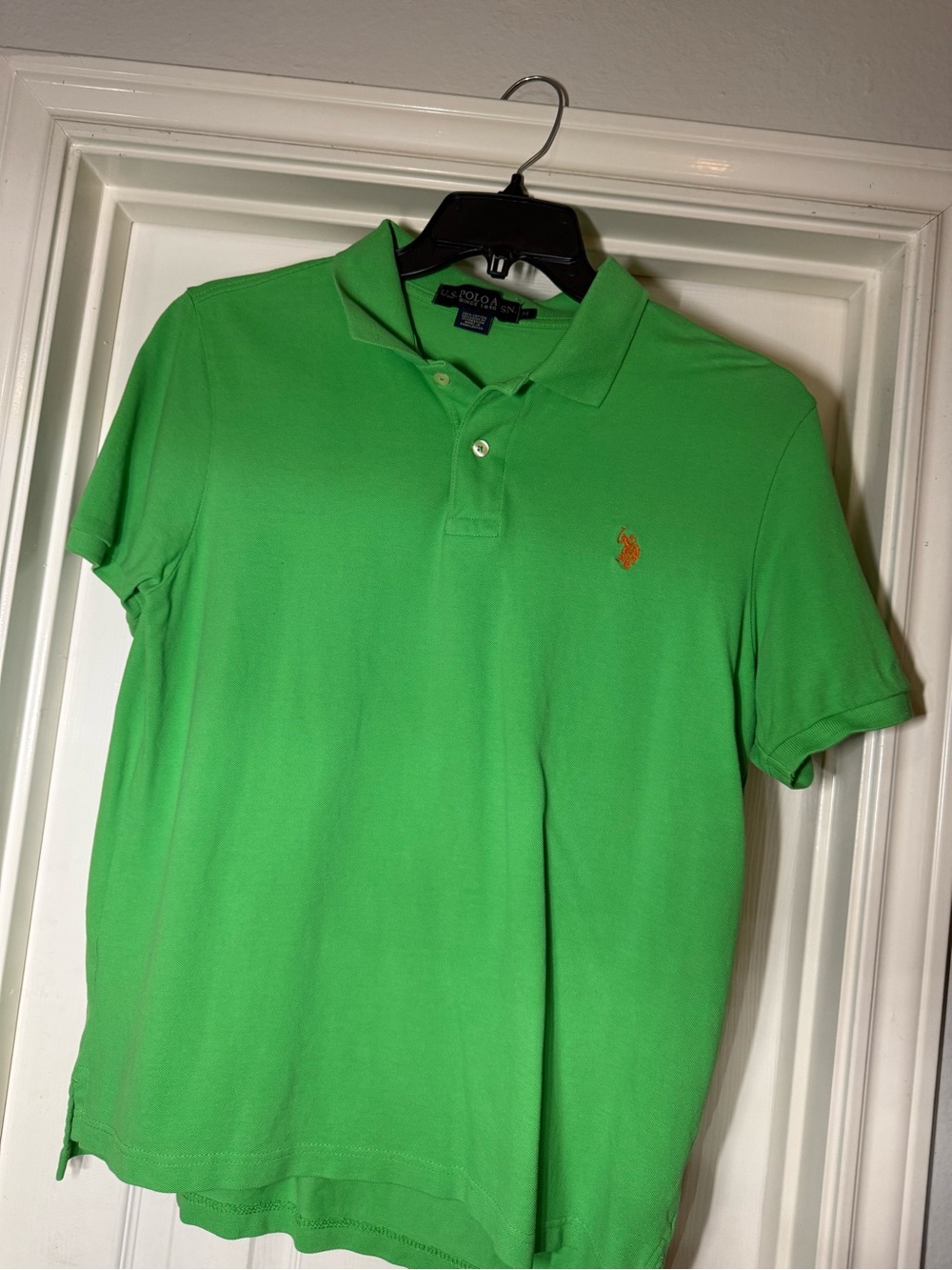 U.S. Polo Assn. Bright Green Polo with Orange Logo